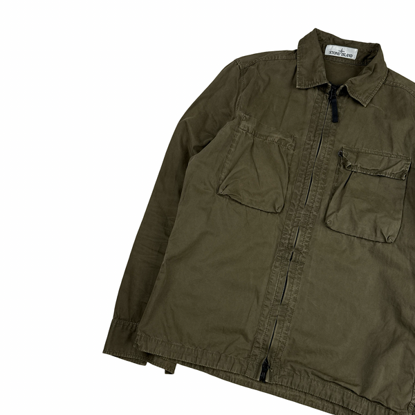 Stone Island 2018 Khaki Cotton Zipped Overshirt - Small