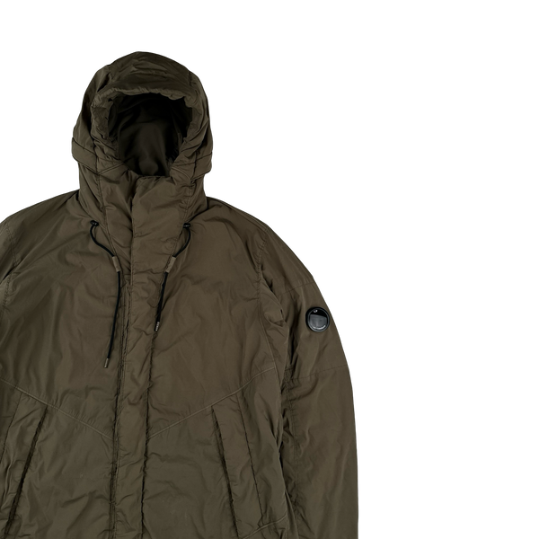 CP Company Brown Nycra Quilted Fishtail Parka Jacket - Medium