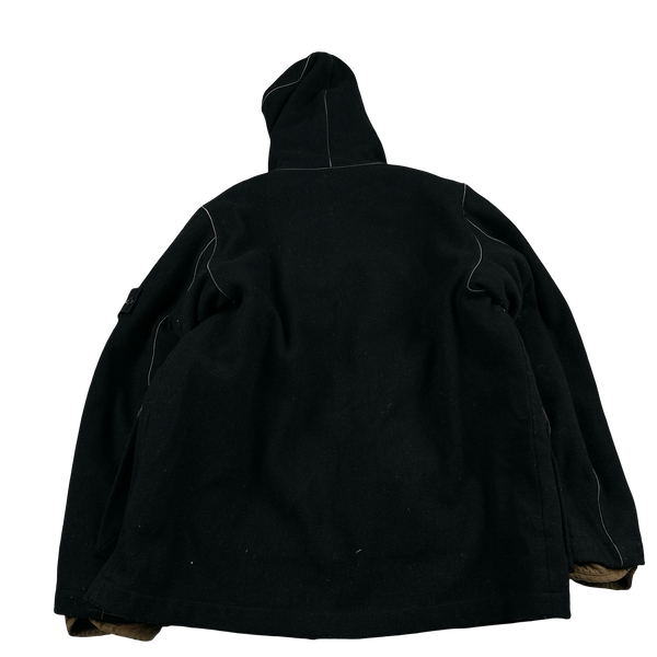 Stone Island 2002 Navy Contrast Seam Wool Quilted Dual Layer Jacket - Medium