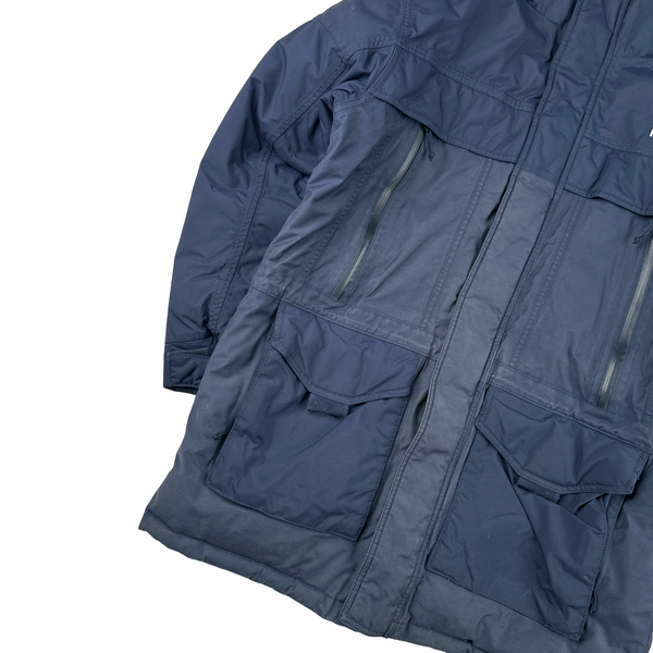 North Face Navy Hyvent McMurdo Down Filled Long Parka Jacket - Large