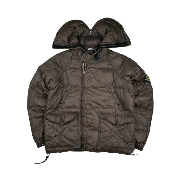 Stone Island 2005 Brown Vintage Mesh Badge Zip Opaque Nylon