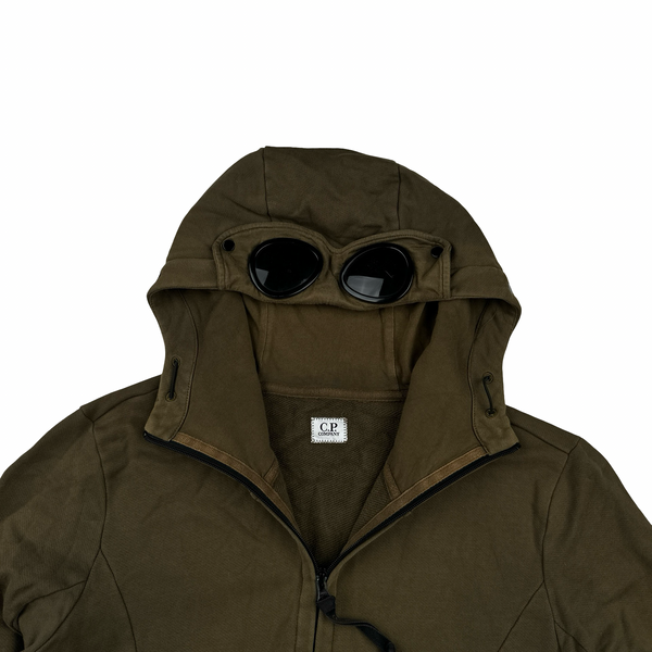 CP Company Khaki Goggle Cotton Zip Up Hoodie - Medium