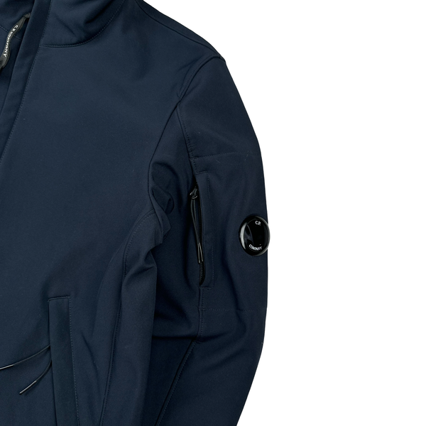 CP Company Blue Fleece Lined Soft Shell Lens Viewer Bomber - Medium