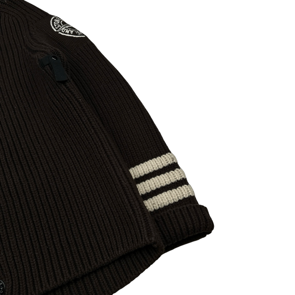 Stone Island 2005 Heavyweight Wool Knit Spellout Cardigan - XL