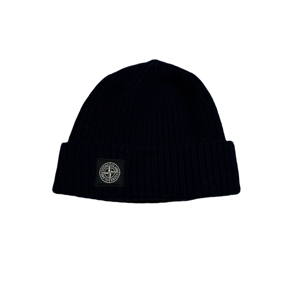 Stone Island 2018 Navy Ribbed Wool Beanie Hat