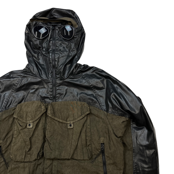CP Company Brown Quilted Lined Goretex Paneled Goggle Jacket - Medium