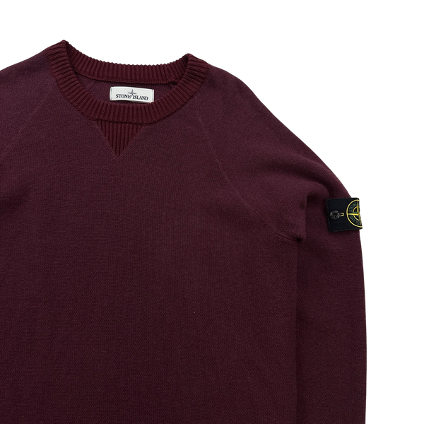 Stone Island 2017 Burgundy Knitted Crewneck - Large