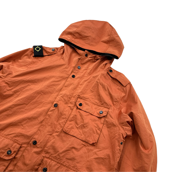 Ma Strum Orange Lightweight Nylon Hooded Jacket - Medium