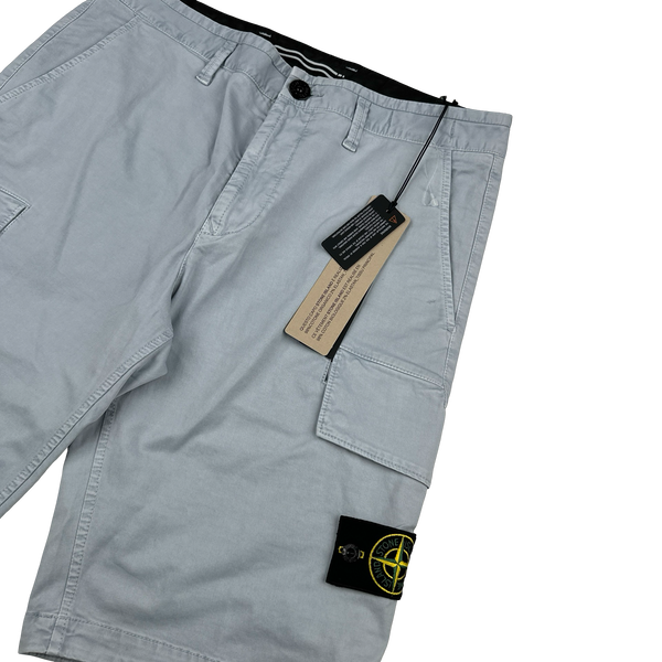 Stone Island 2024 Light Blue Cotton SL Cargo Shorts - 31"