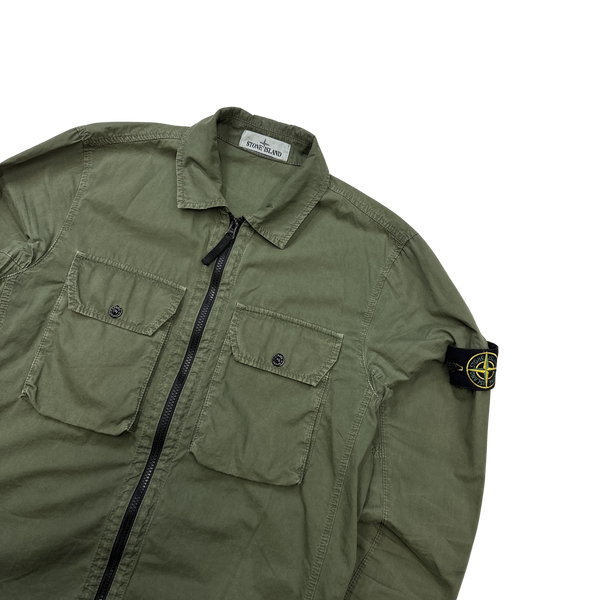 Stone Island 2021 Khaki Green Cotton Overshirt - Small