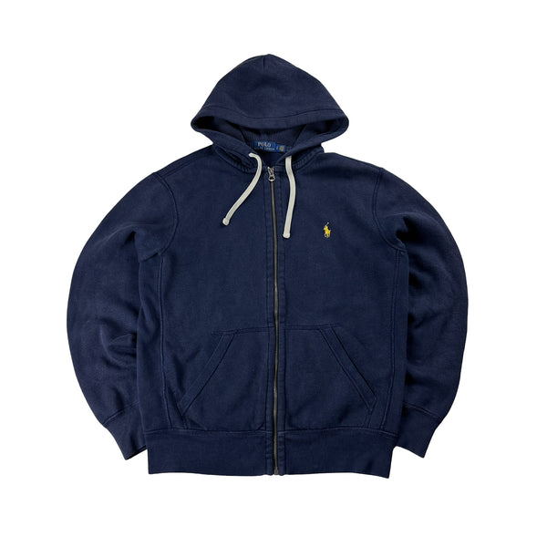 Ralph Lauren Navy Thick Cotton Zipped Hoodie - Small