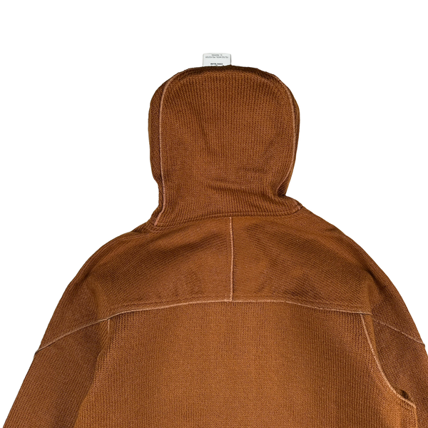 Stone Island 2025 Marina Brown Felted Wool Woven Knit Zipped Jacket - Large