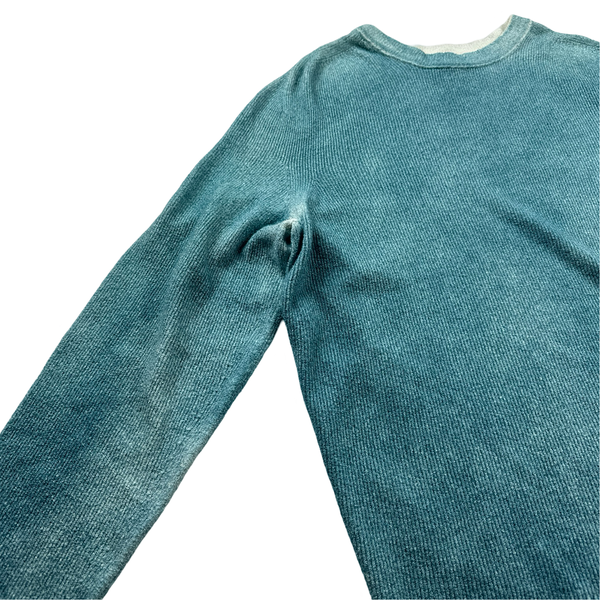 Stone Island 2020 Blue Hand Sprayed Cotton Knit - Large