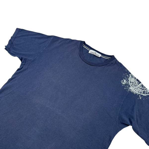 Stone Island 2017 Navy Arm Compass Graphic Logo T Shirt - Medium