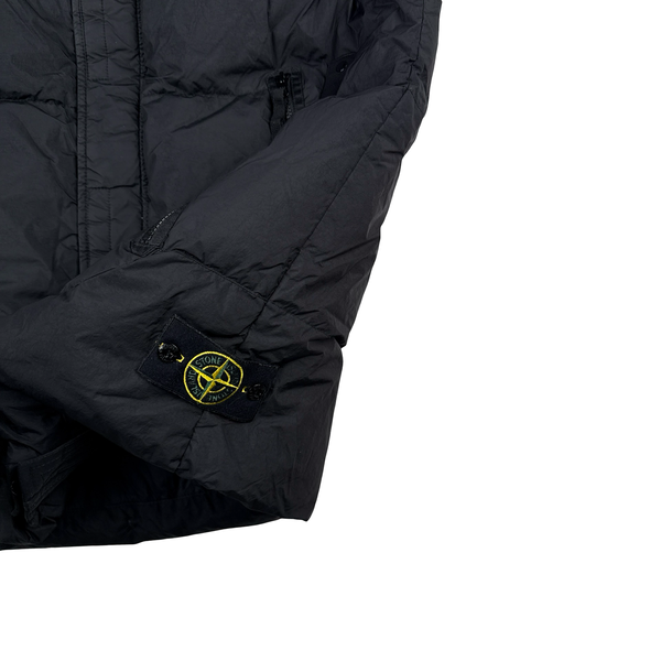 Stone Island 2021 Black Garment Dyed Crinkle Reps Down Filled Gilet - XL