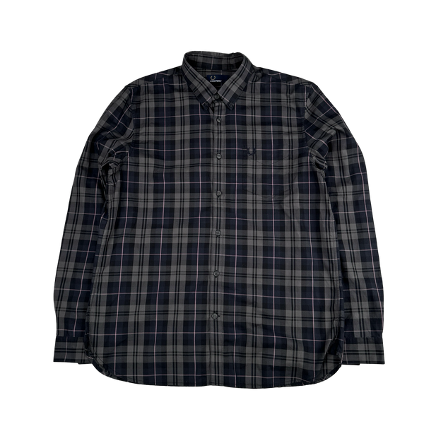 Fred Perry Black/Pink Plaid Buttoned Shirt - Large