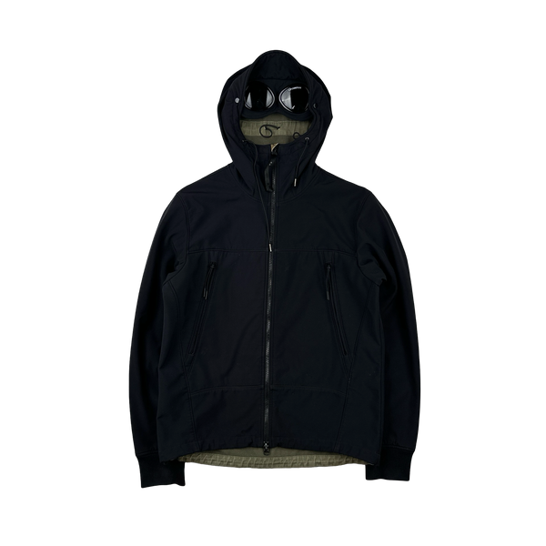 CP Company Black Fleece Lined Soft Shell Goggle Jacket - Medium
