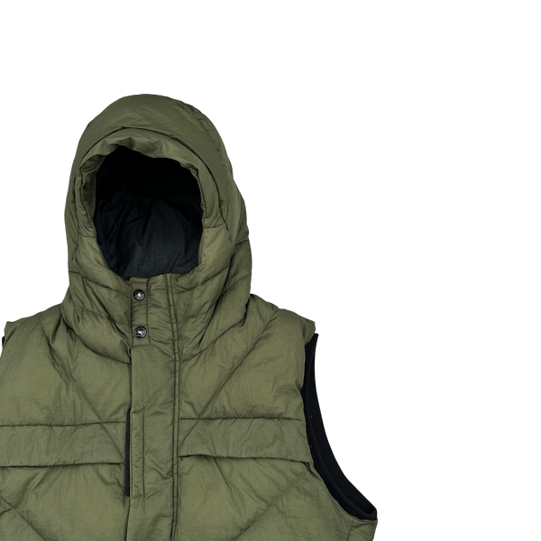 Stone Island 2011 Khaki Opaque Nylon Tela Down Filled Gilet - Medium