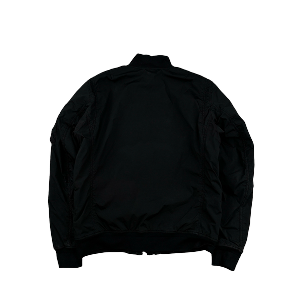 CP Company Black Nycra Quilted Lined Bomber Jacket - Large