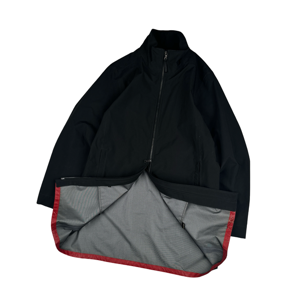 Prada Black Red Tab Long Goretex Zipped Jacket - XL