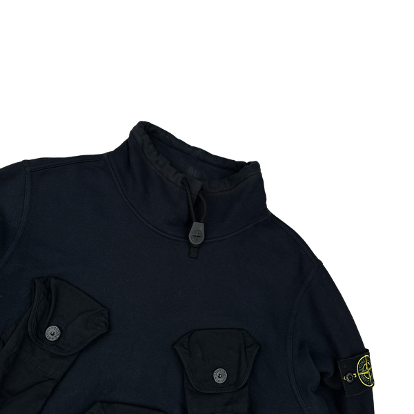 Stone Island 2021 Navy Chest Cargo Pocket Pullover Jumper - Medium