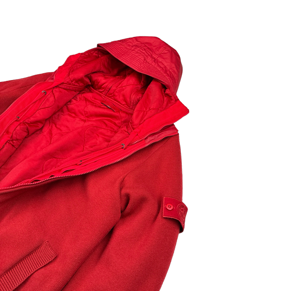 Stone Island 2013 Red Ghost Piece Mussola Gommta Hood Wool Dutch Rope Jacket - Large