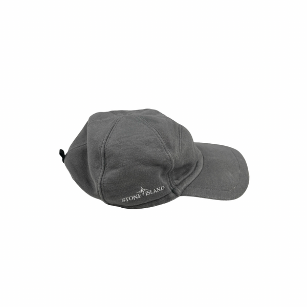 Stone Island Vintage Grey Cotton Spellout Cap - Large