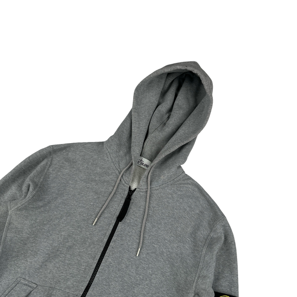 Stone Island Grey Cotton Zipped Hoodie - Medium