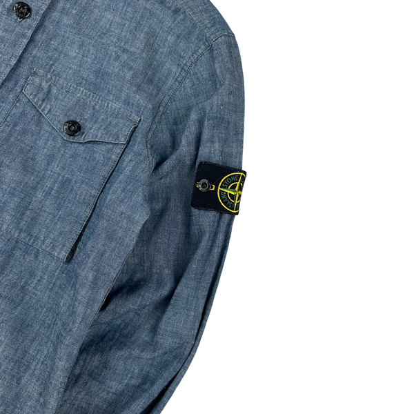 Stone Island 2017 Blue Cotton Buttoned Overshirt - Medium