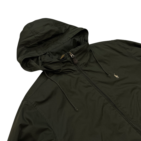 Ralph Lauren Dark Green Fleece Lined Windbreaker Jacket - Medium