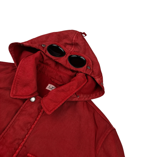 CP Company Red Frosted Nylon Quilted Goggle Jacket - XL