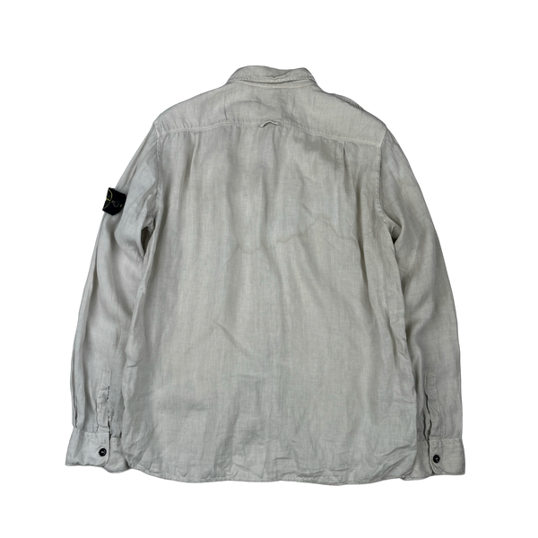 Stone Island 2015 White Linen Buttoned Shirt - Large