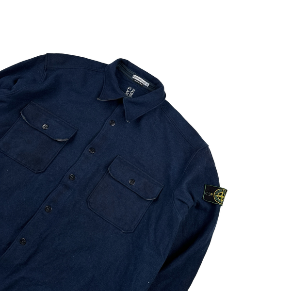Stone Island 1995 Navy Vintage Wool Overshirt - XXL