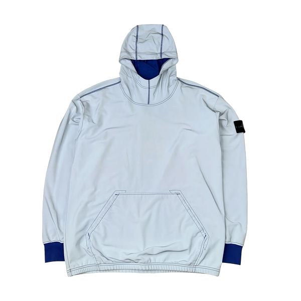 Stone Island 2019 Blue Plated Reflective Hooded Pullover - Large