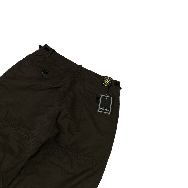 Stone Island 2005 Brown Cotton Blend Belt Patch Trousers - 30"