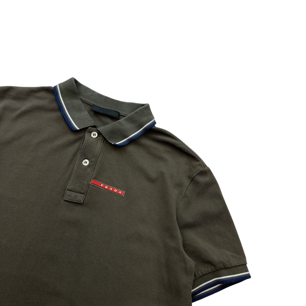 Prada Khaki Cotton Polo Shirt - Large