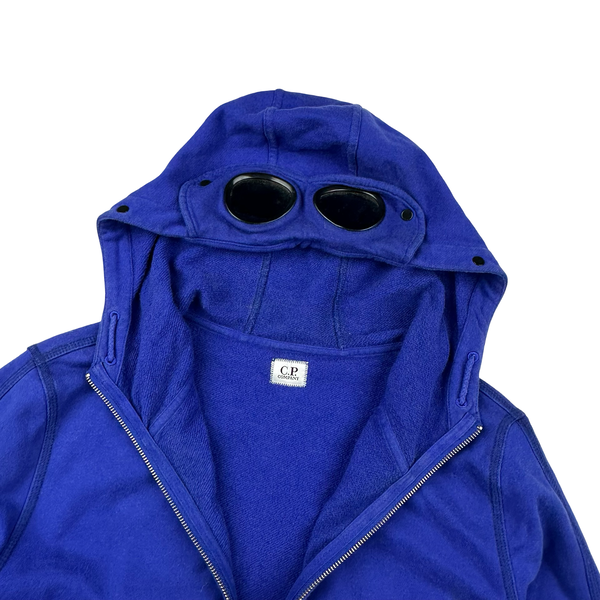 CP Company Blue Cotton Goggle Hoodie - Large