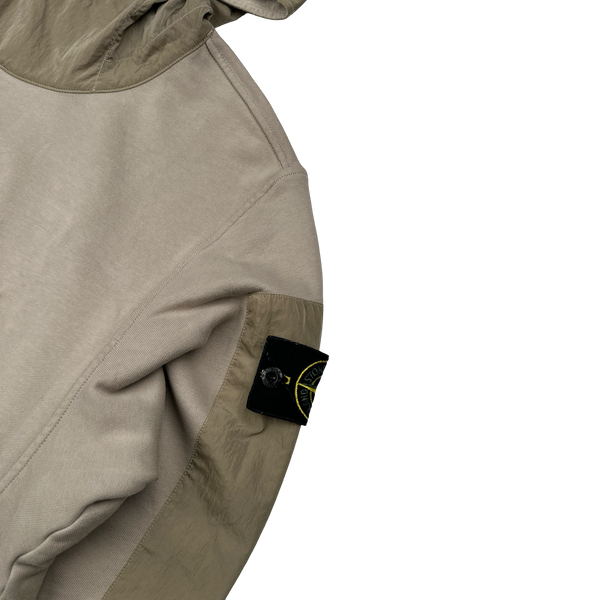 Stone Island 2023 Beige Cotton Nylon Panel Hood Jumper - Small