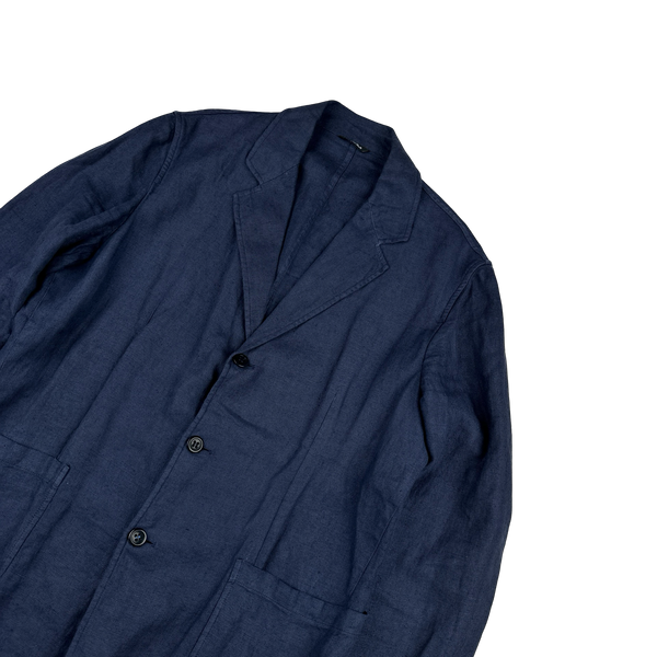 CP Company Navy Lino Flax Buttoned Blazer - XL