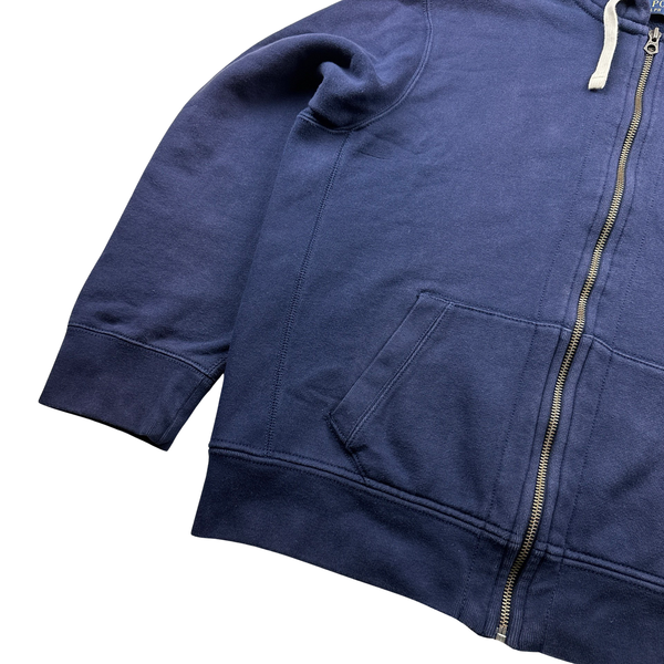 Ralph Lauren Navy Thick Cotton Zipped Hoodie - XL