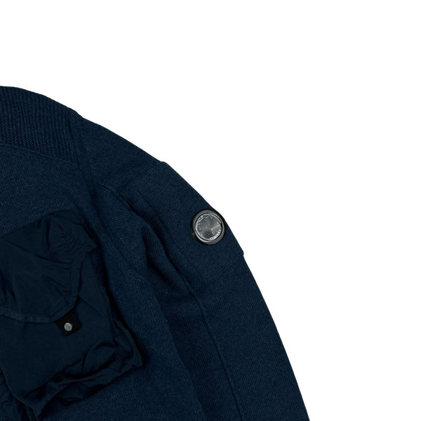 CP Company Navy Wool Chest Pocket Knit - Large