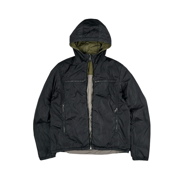 Prada Grey/Khaki Red Tab Reversible Nylon Windbreaker Jacket - Large