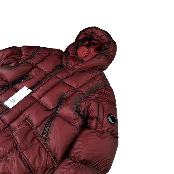 CP Company Burgundy DD Shell Long Parka Down Puffer - Medium