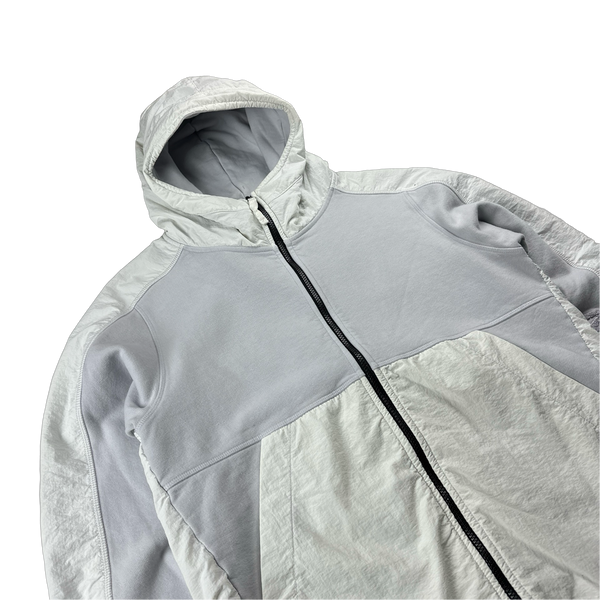 Nemen Ice Blue Zipped Spellout Hoodie Jacket - Medium