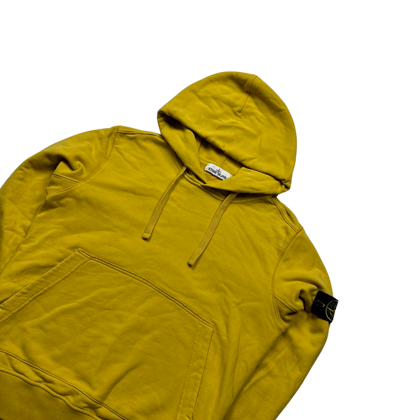 Stone Island Yellow Cotton Pullover Hoodie - Medium