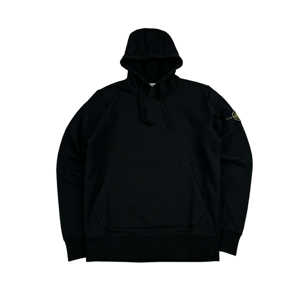 Stone Island 2020 Black Cotton Pullover Hoodie - Small