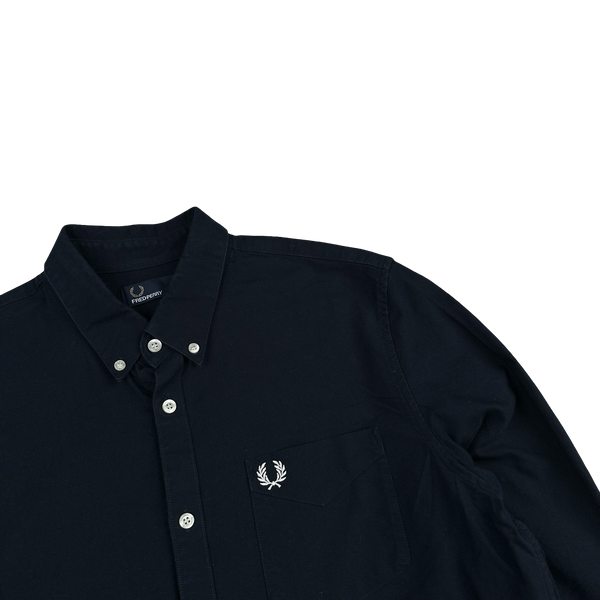 Fred Perry Navy Buttoned Shirt - Large