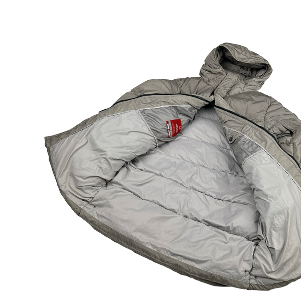 CP Company Beige Nycra Down Filled Puffer Long Jacket - Large