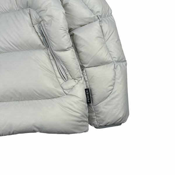 Palace 2024 White Matte Pertex Down Filled Blue Balaclava Puffer Jacket - Medium