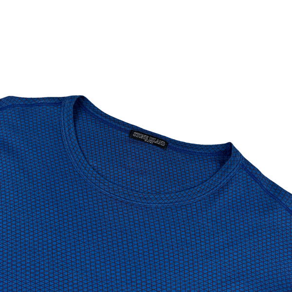 Stone Island 2018 Shadow Project Blue Grid Long sleeve T Shirt - Medium